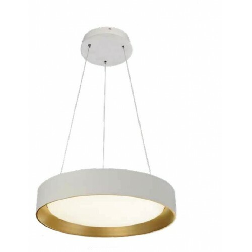 PENDENTE PLAFON  LED REDONDO BRANCO COM DOURADO DIMERIZAVEL 